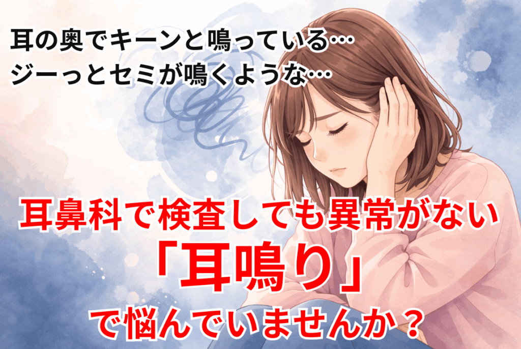 耳鳴りで耳を押さえる女性 自律神経の乱れの症状イメージ