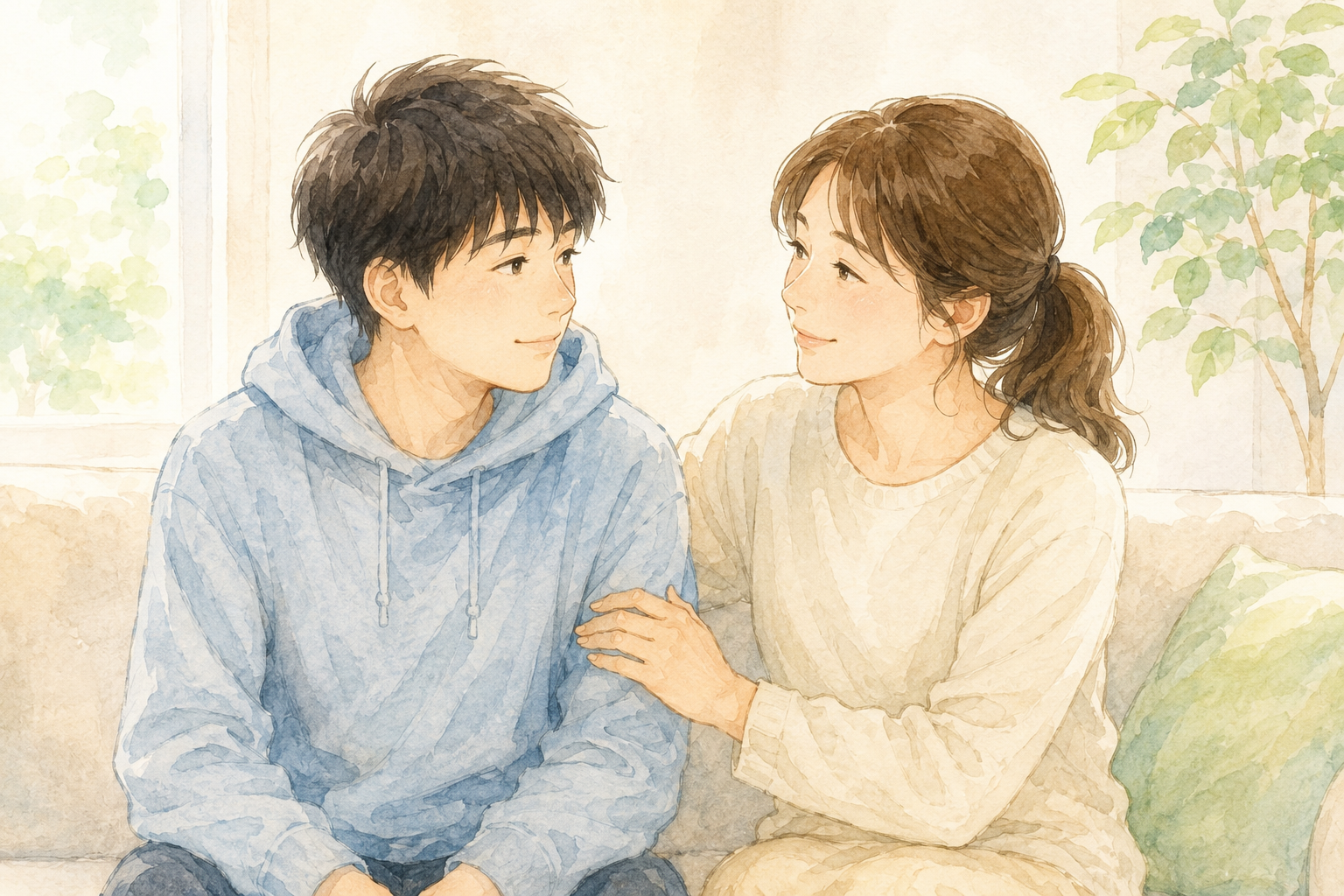 自律神経の不調に悩む10代の息子に寄り添う保護者のイメージ